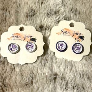 Bulldog SCHOOL SPIRIT button earring bundle